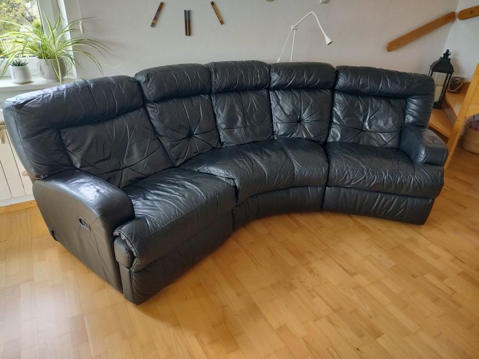Sofa skórzana elektrycznie rozkładana