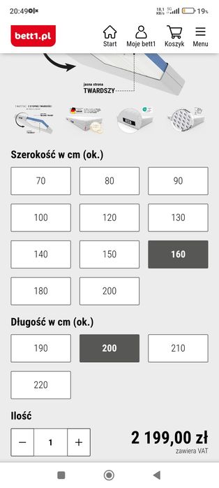 160x200 lub 180x200 i 140x200 Bett1 BodyGuard Materac DOSTAWA GRATIS