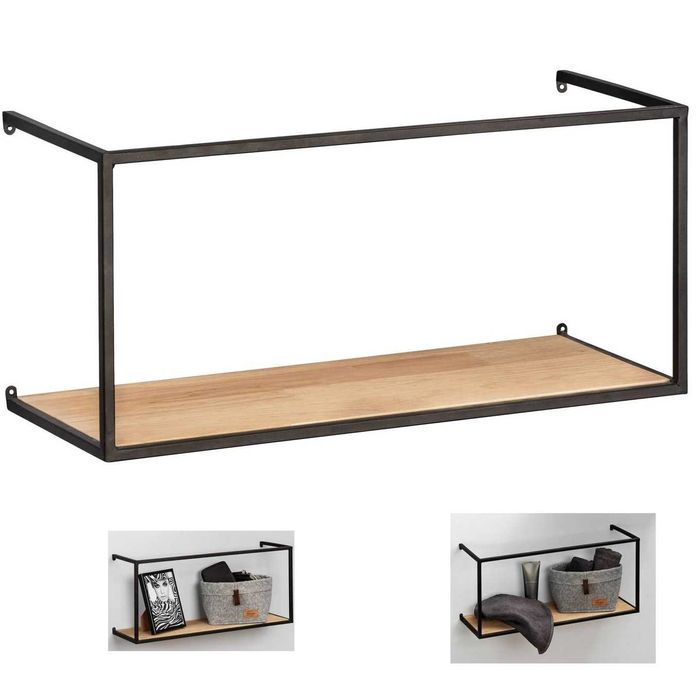 Półka na ścianę ścienna czarna drewno loft styl industrialny 55x25x20