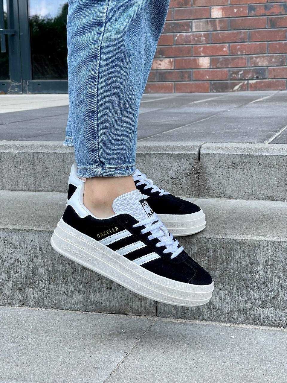 Жіночі кросівки Adidas Gazelle Bold Black White (36-40 р.)