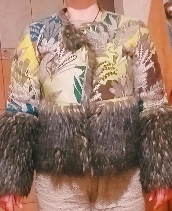 Двусторонняя Куртка-Шубка (Эко-Мех) с Тропическим Принтом.