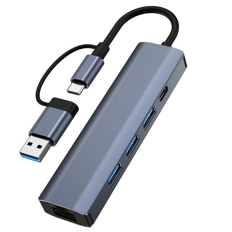 Rozgałęziacz adapter USB HUB przejściówka USB-6w1 3xUSB 3.0 LAN TYP-C
