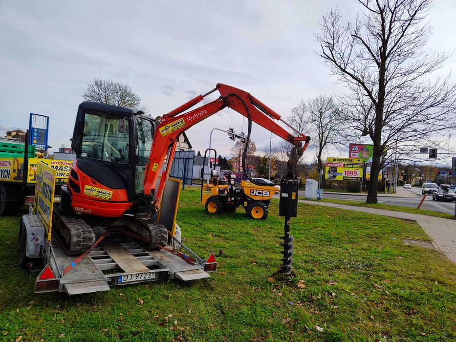 wypożyczam minikoparkę z wiertnicą lub bez