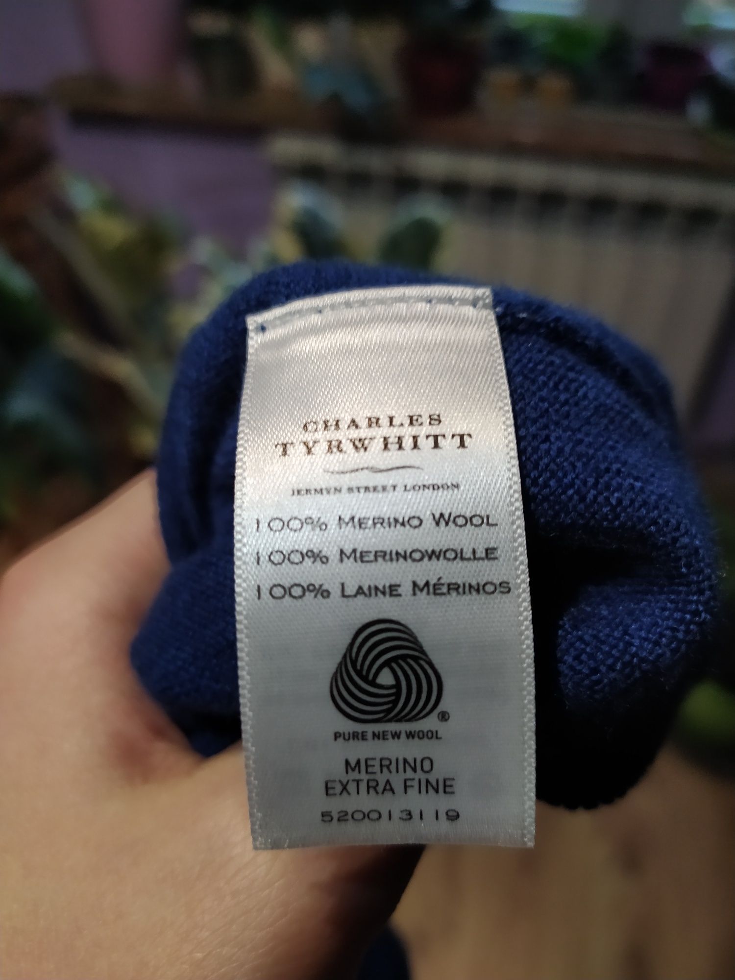 Granatowy Sweter Z Wełny Merino Merynosów Charles Tyrwhitt