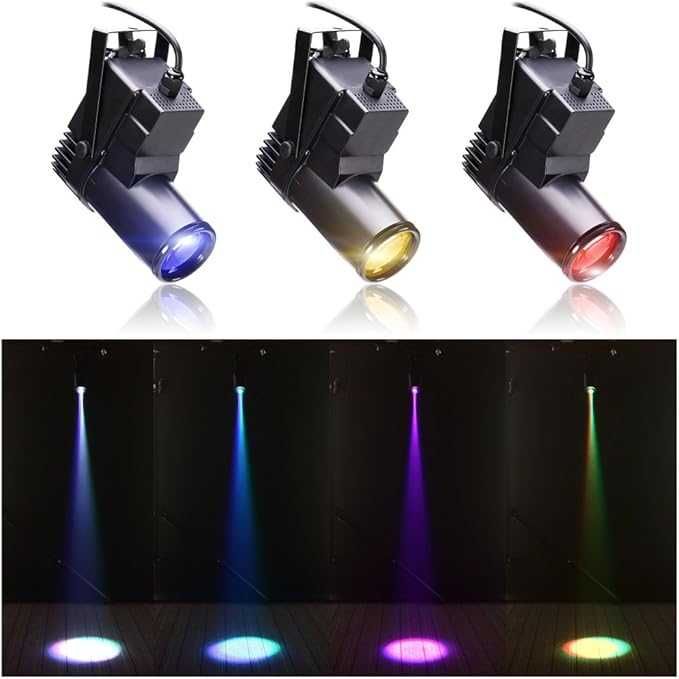 PINSPOT Uking DMX 30W oświetlenie kuli dyskotekowej Aux Led RGBW