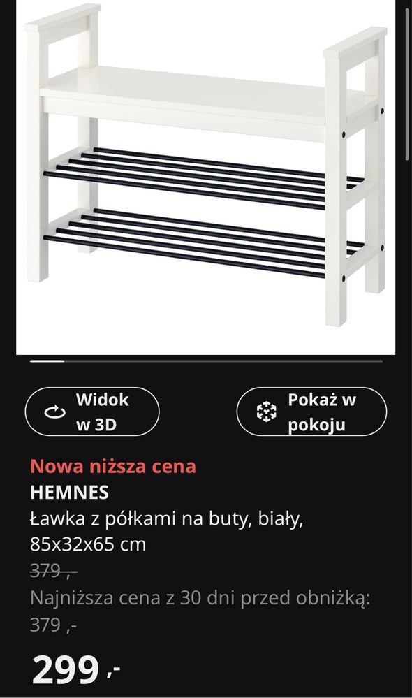 Hemnes, ławka z półkami na buty