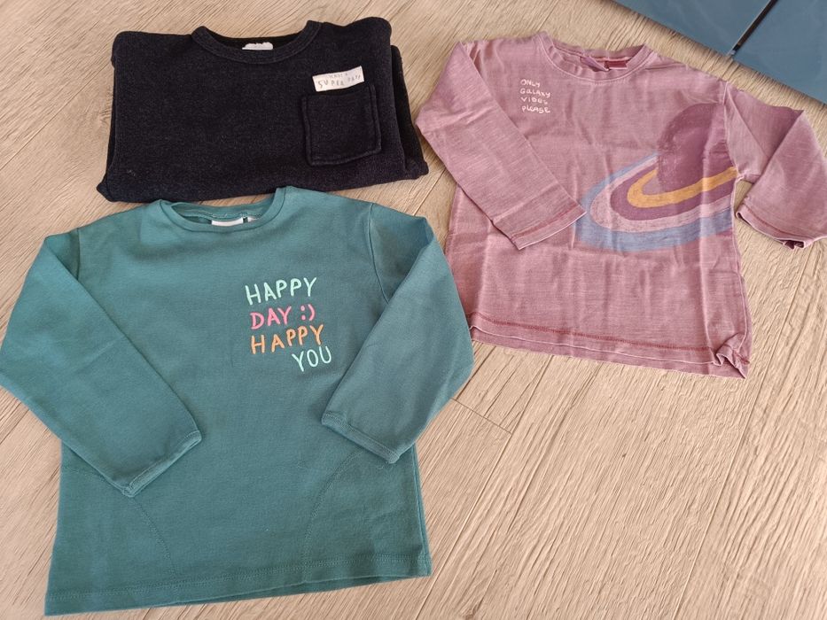 3 bluzki bluzy na długi rękaw Zara stan idealny 92 98