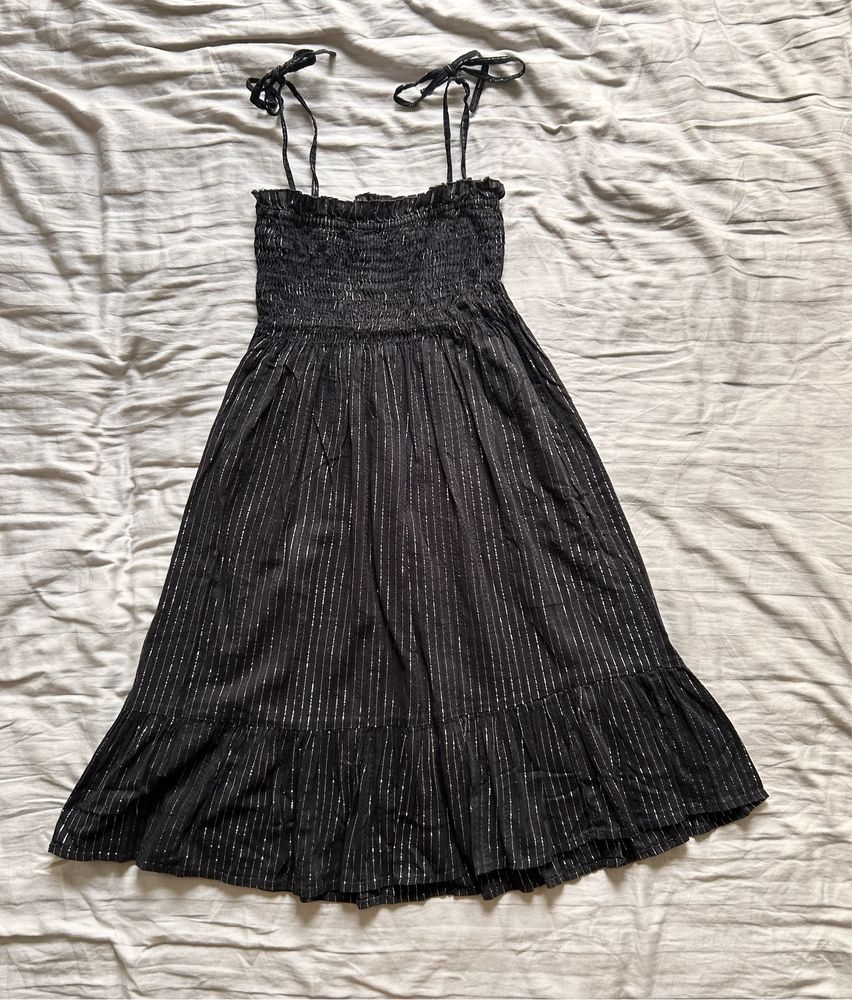 Sukienka czarna rozkloszowana na gumce bawełniana M&S