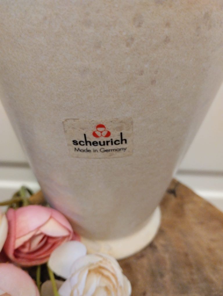 Wazon ozdoba Scheurich ceramika vintage duży kremowy. 26cm.
