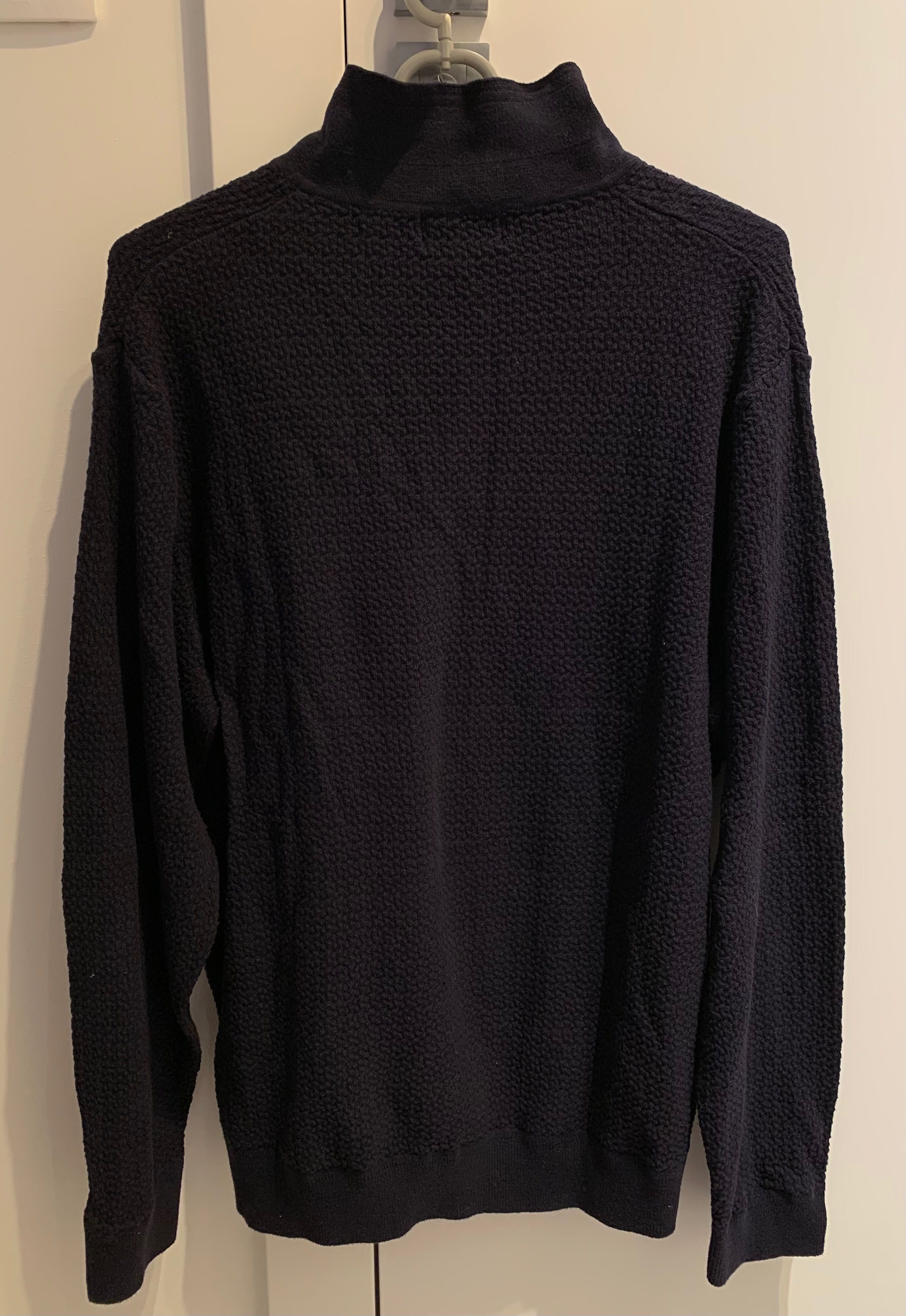 Sweter męski granatowy z kołnierzykiem