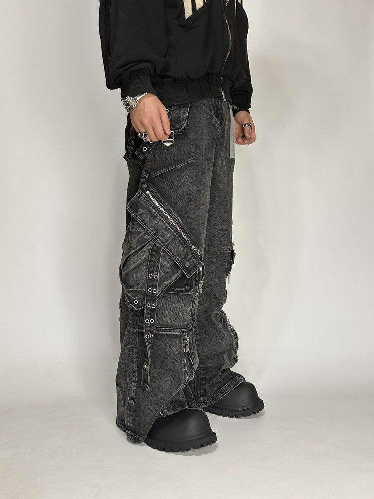 NFS NO FAITH STUDIOS tripp nyc archive custom baggy faded джинси сірі