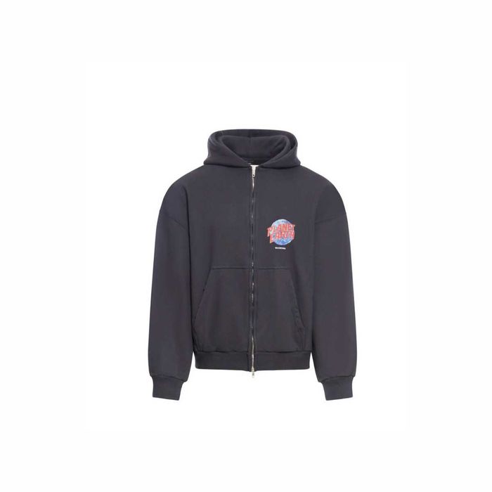 Худі Balenciaga Planet Earth Oversized Zip Hoodie in Black