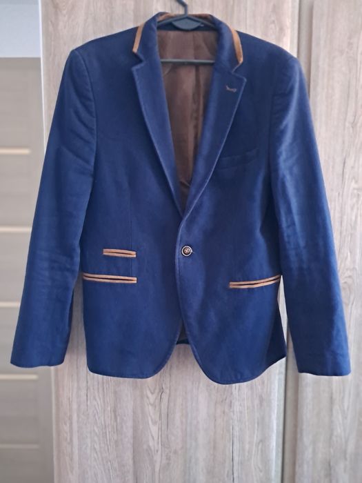 marynarka Redpolo Brand męska granatowa z brązowymi/rudymi dodatkami,