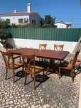 Mesa em cerejeira com 6 cadeiras de palhinha