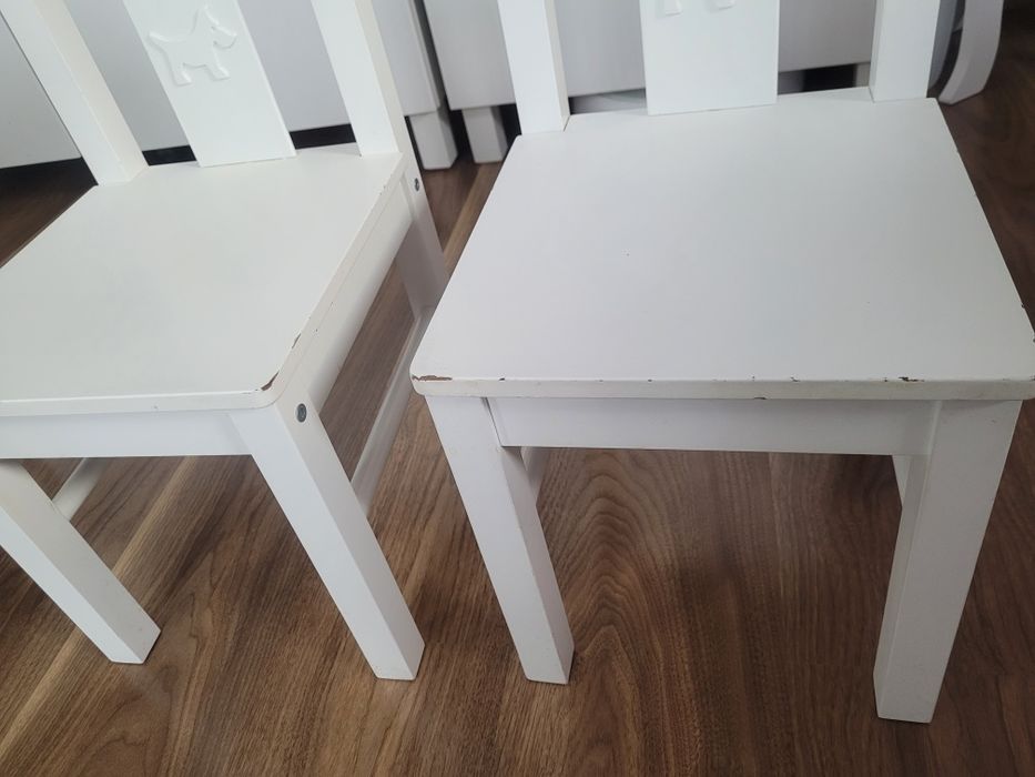 Biały stolik i krzesełka KRITTER IKEA