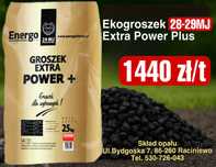 Ekogroszek Extra Power  PLUS 27-29 MJ/kg w cenie 1440 zł/t.