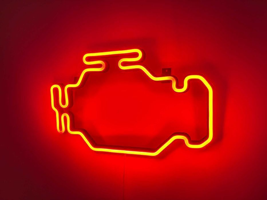 Неонова вивіска "Чек Check engine" червона, 400*240 мм, світлодіодна
