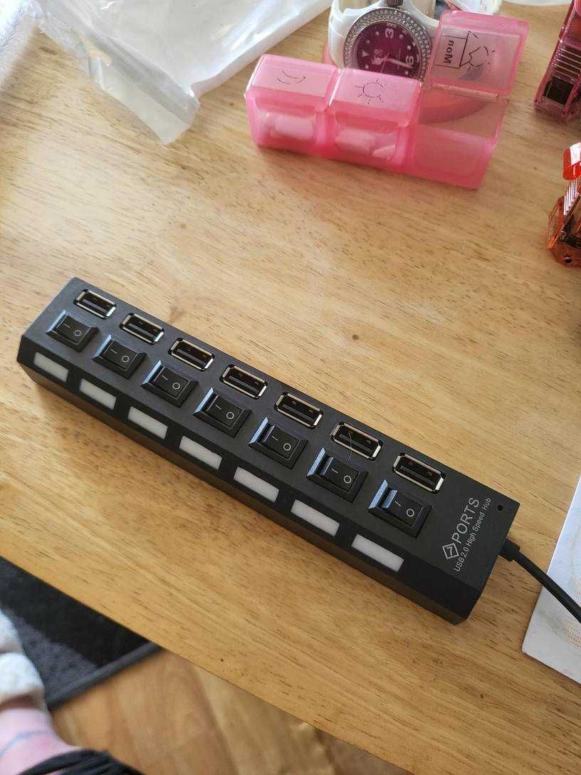 NOVO - HUB / Splitter / Adaptador USB 2.0 com 7 portas c/ interruptor
