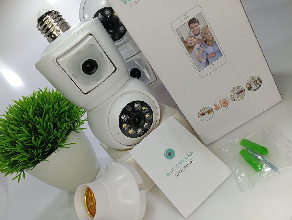 ‼️ПОДВІЙНА Icsee E27 cam 8mp ВАЙФАЙ WI-Fi Камера під ЦОКОЛЬ ЛАМПОЧКА‼️