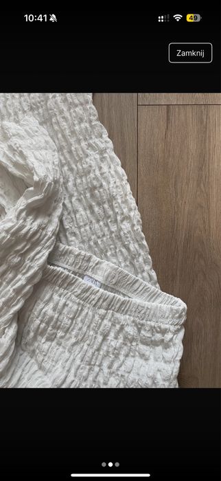 Białe kreszowane spodnie Zara proste na plaże XS idealne na lato