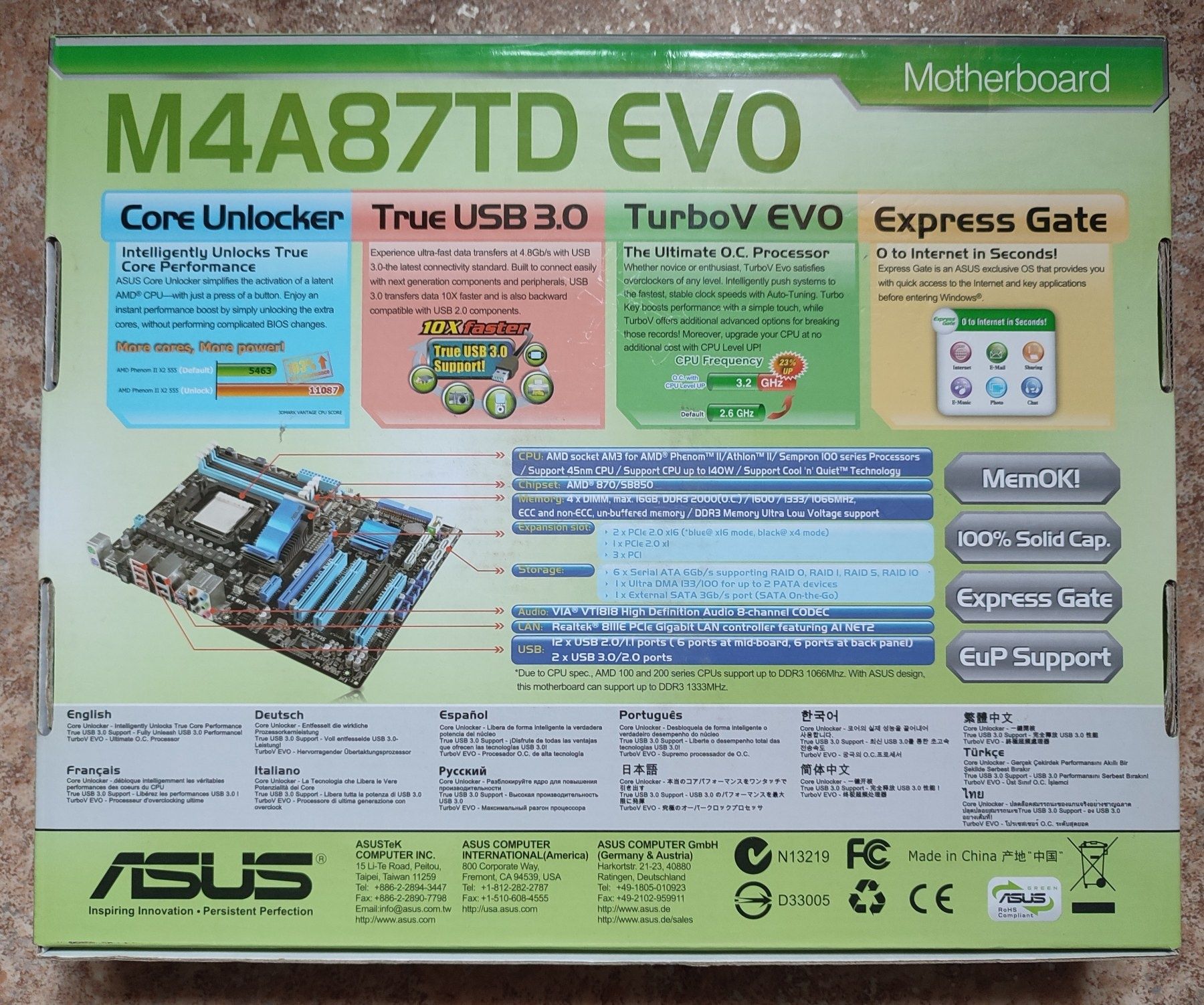 Комплект на AM3. Asus M4A87TD EVO, Phenom II X4 960T 3.00 GHz, Kingsto