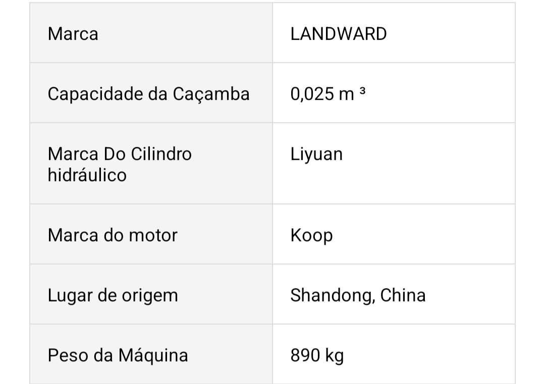 Mini escavadeira landward nova sem uso com garantia 7000€ com iva incl