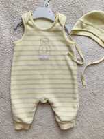 Mothercare półśpiochy śpiochy pajacyk polar czapeczka żółty 62