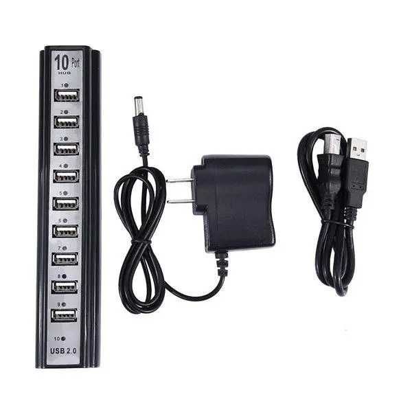 Розгалужувач USB HUB  10 портів з активною зарядкою 220V,Розгалужувач