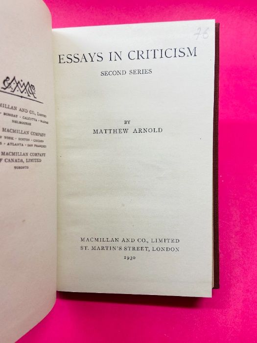 Essays in Criticism - Matthew Arnold