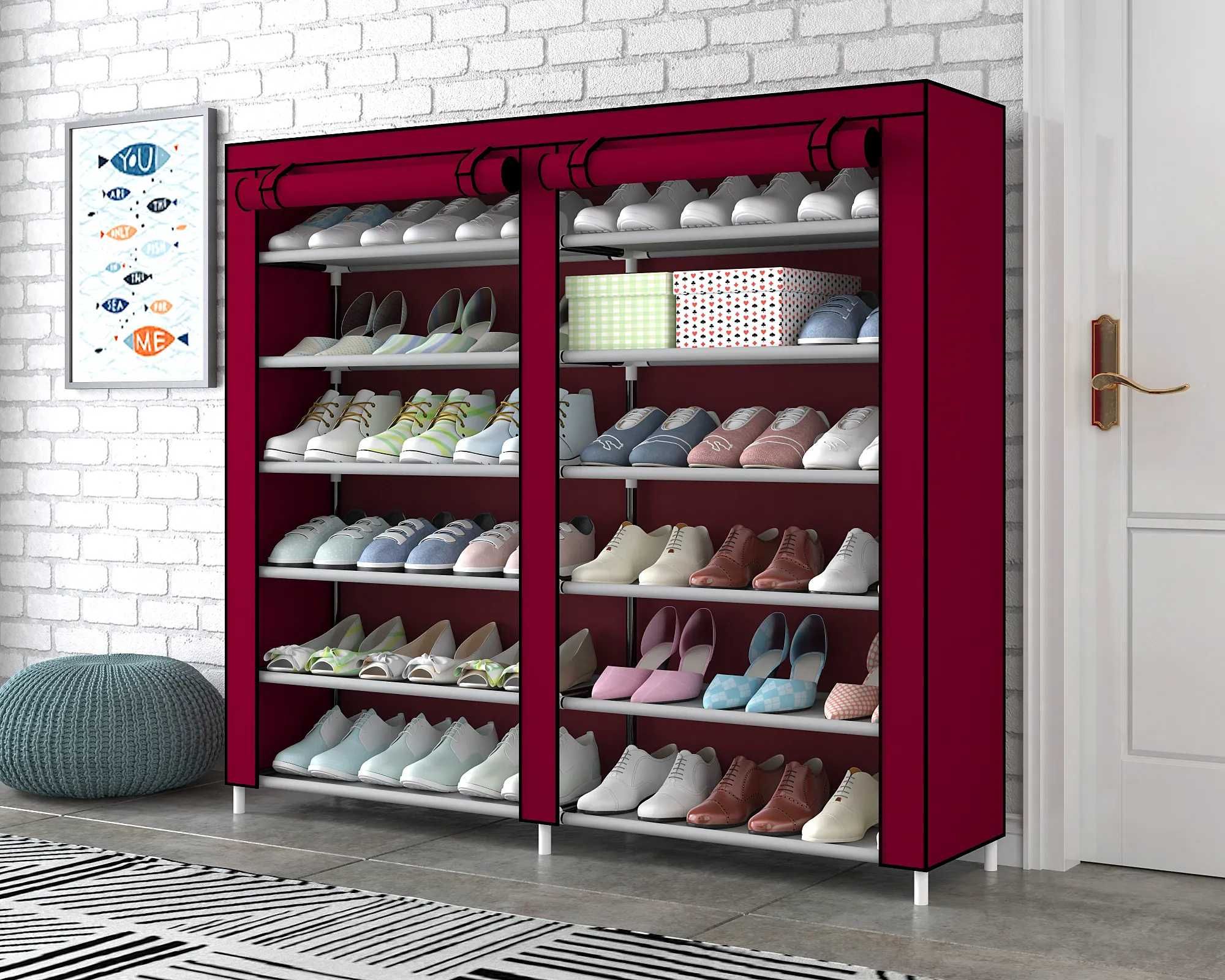 Тканевый двойной полка-шкаф стеллаж органайзер для обуви Shoe Cabinet