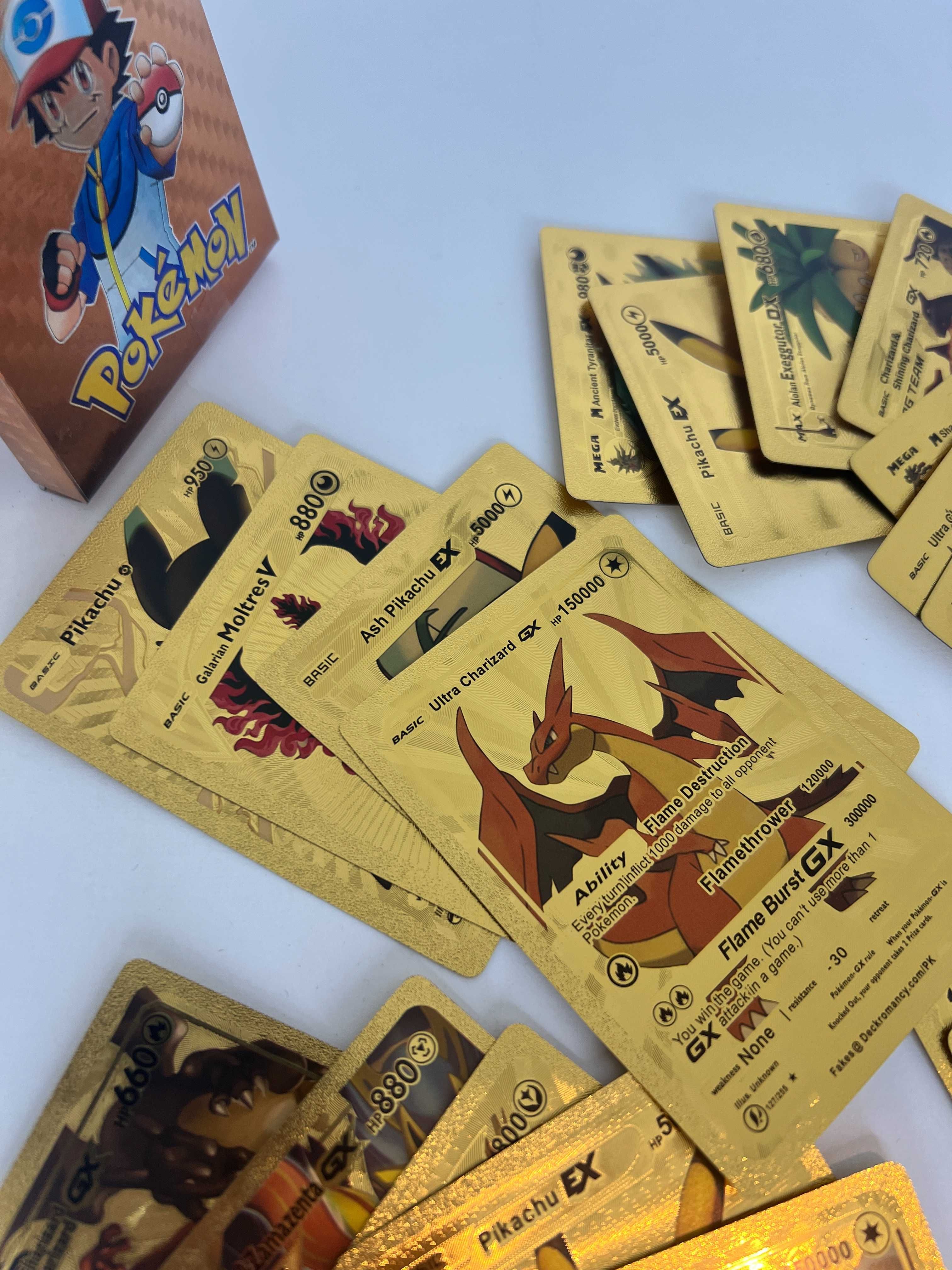 Metalizowane Karty Pokemon Pikachu Wysokie HP Pikaczu Złote Gold