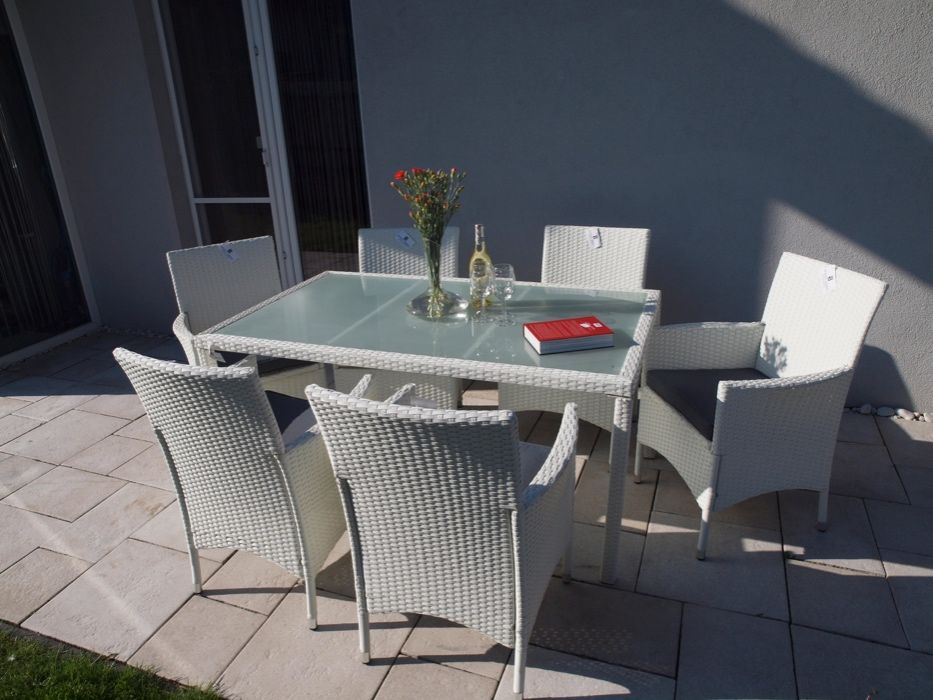 (Po) ENDO 6+1 technorattan szary, brąz, biały zestaw meble ogrodowe