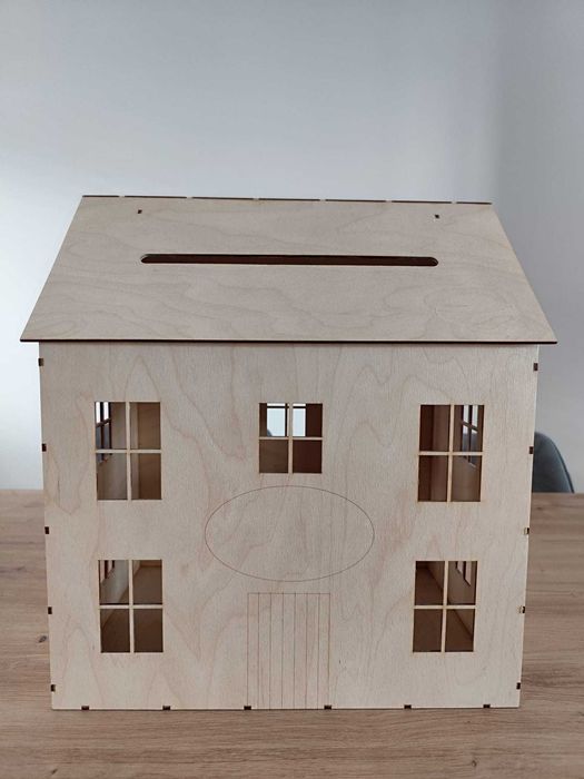 Drewniany domek na koperty ślubne / Pudełko na koperty ślubne