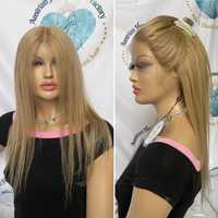 Натуральный парик имитация кожи славянские русые волосы блонд 55см