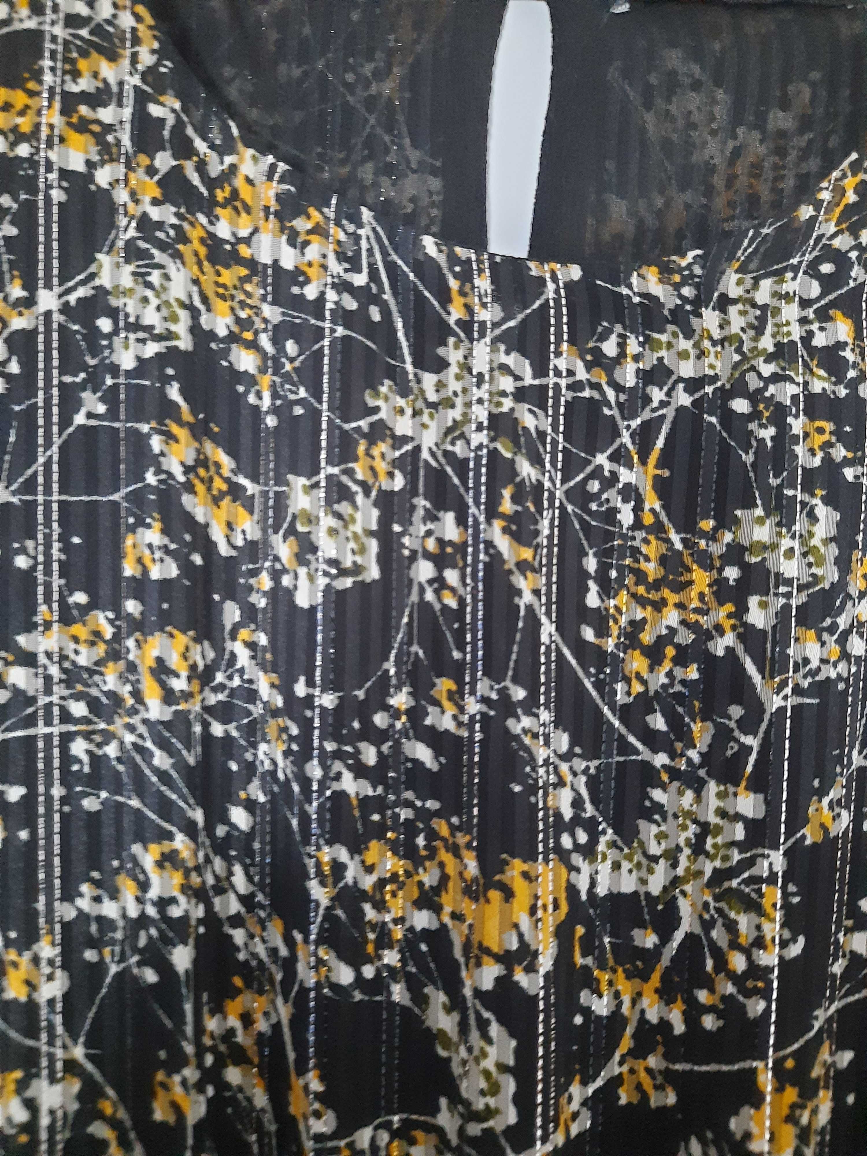 Sukienka z szyfonu długa ZARA rozm. 34/XS ze srebrnym lurexem