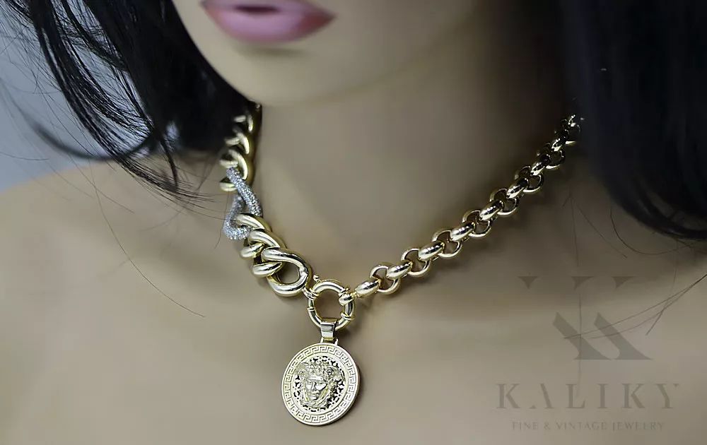 Złoty łańcuszek 14k 40-50cm zawieszka meduza cb025y&cfb010y&cpn053y Wr