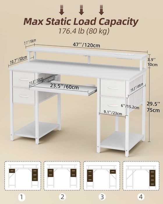 Nowe biurko / stół / blat / stolik / 120x50 cm / BEXEVUE !A1782!