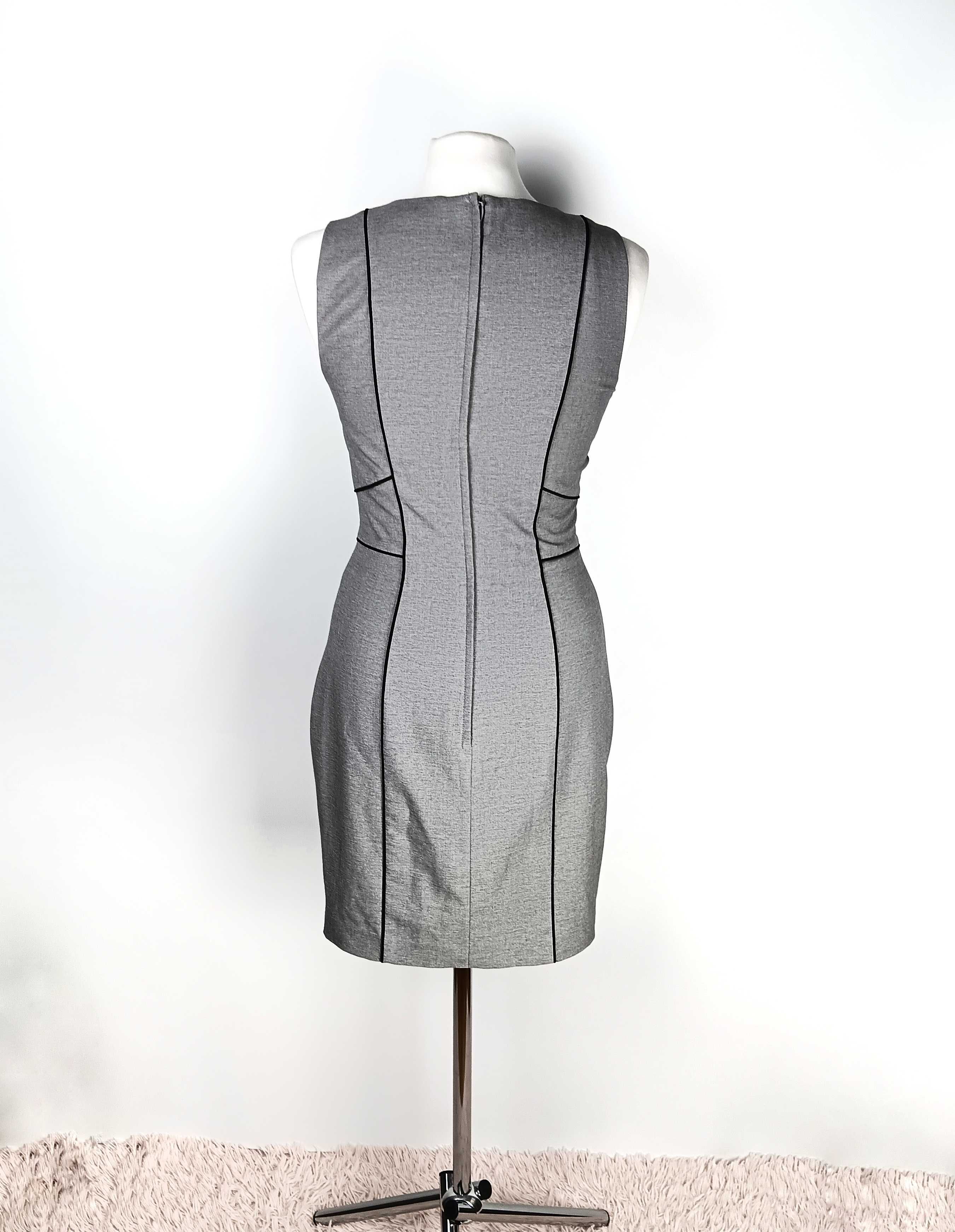 Szara elegancka krótka sukienka damska bez rękawów H&M 36/S