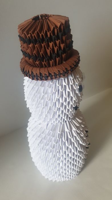 Bałwanek origami ręcznie robiony modułowy