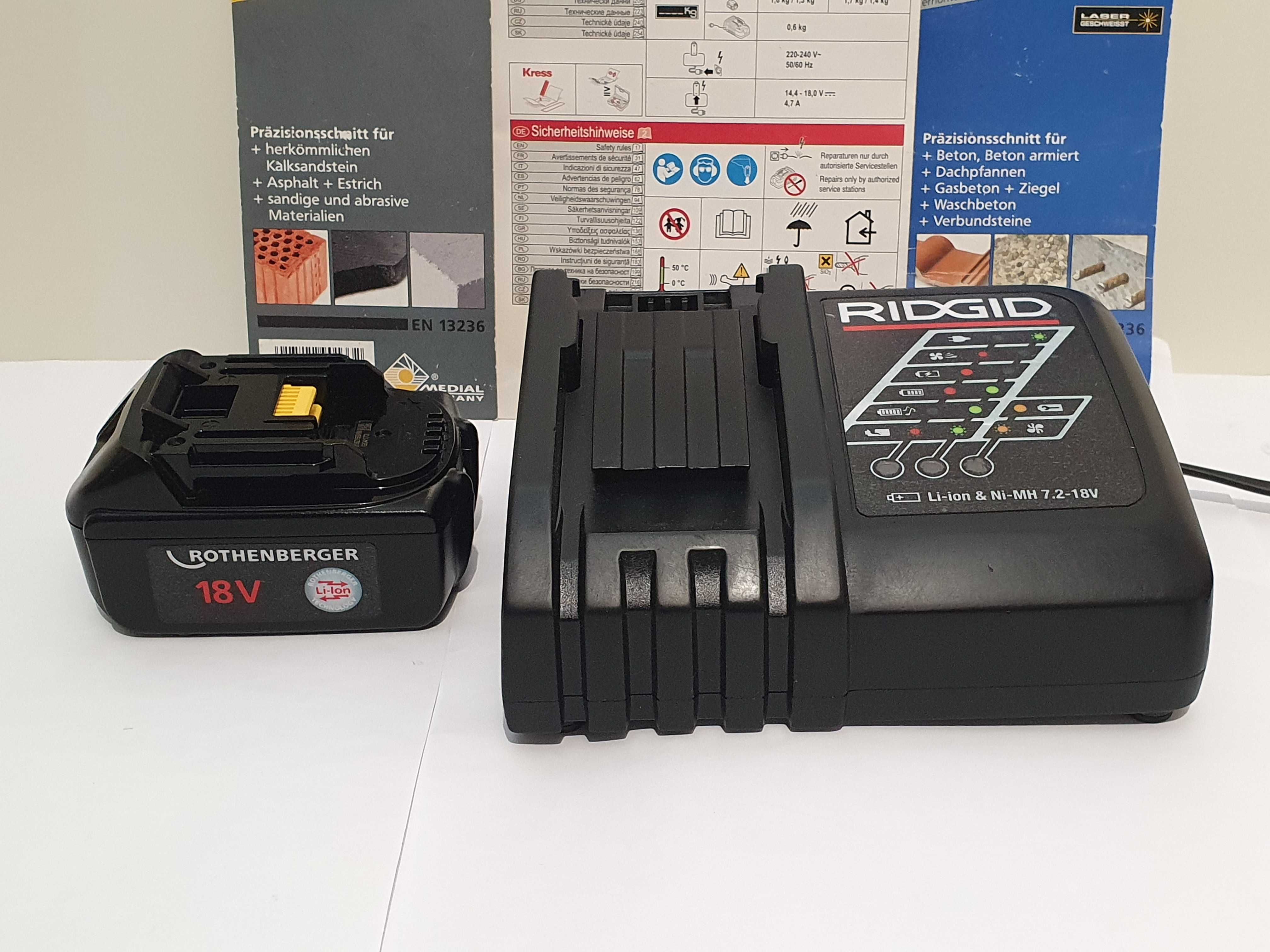 Zestaw ladowarka RIDGID i bateria 18v 3ah ROTHENBERGER Nowe viega