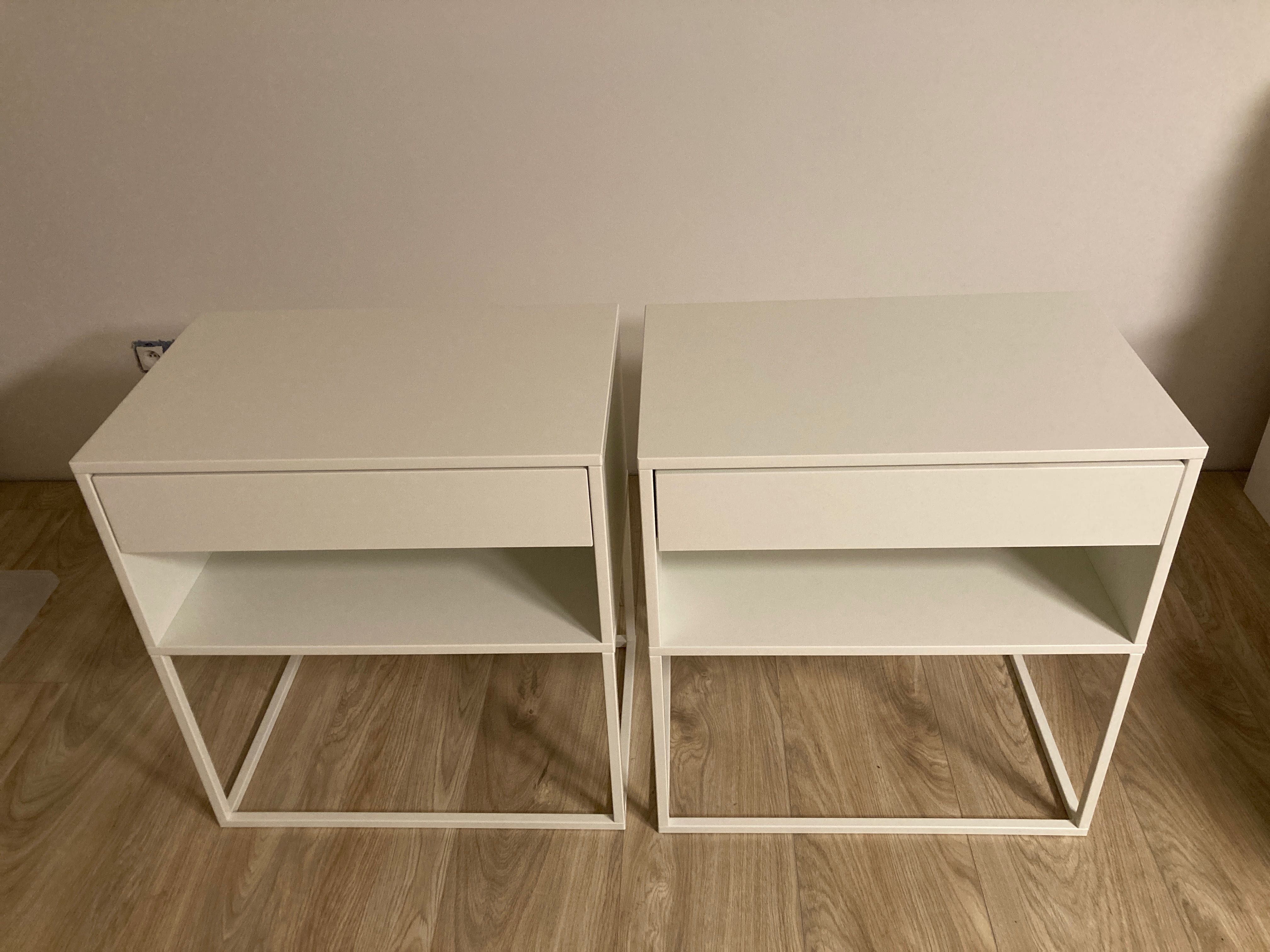 2 stoliki, szafki nocne VIKHAMMER IKEA, kolor biały