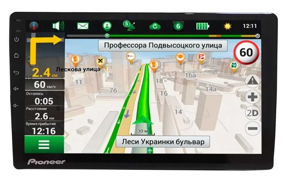 Автомагнитола Pioneer 10HD 4G Sim, 10'',Android 12,2DIN 4/32GB, СТЕКЛО