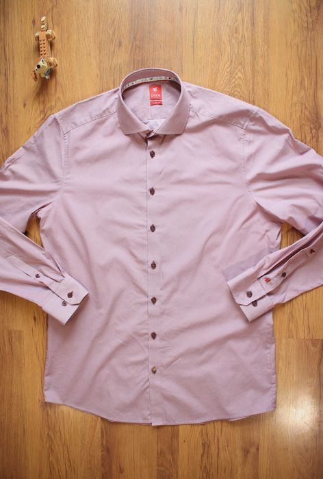 Koszula Pure H.Tico różowa dł. rękaw bawełna męska slim fit r.43/44 XL