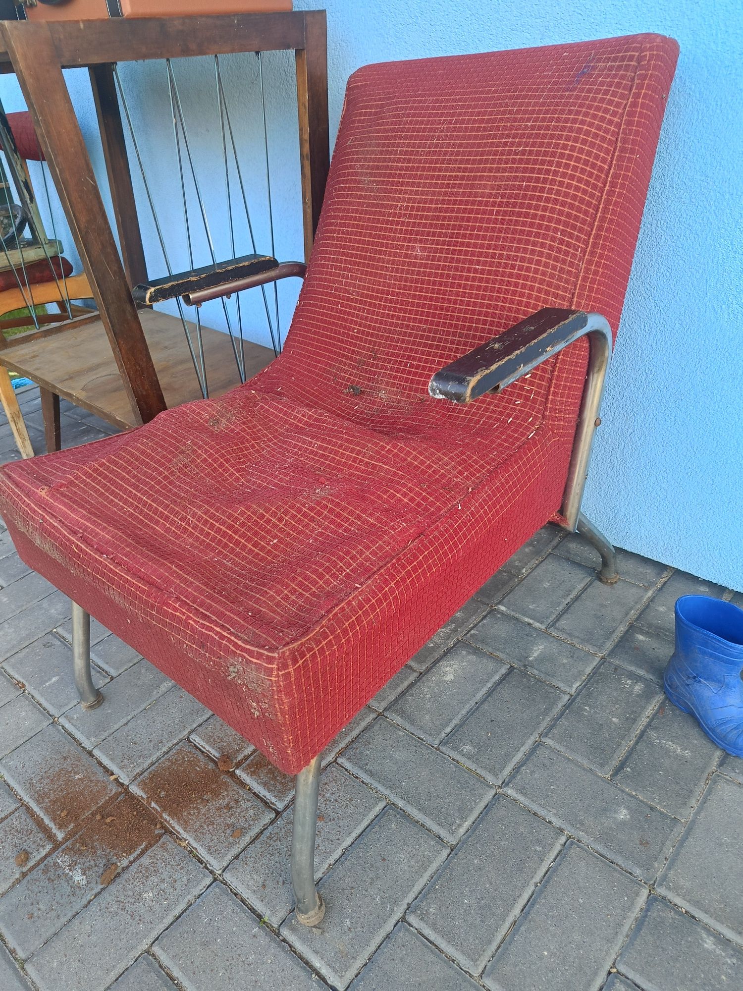 Fabryka Zadziele Thonet fotel tapicerowany metalowy unikatowy