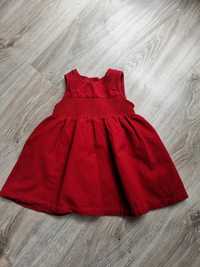 Sukienka dla niemowląt dla dziewczynki 6-9 m.M&S sztruks czerwona pięk