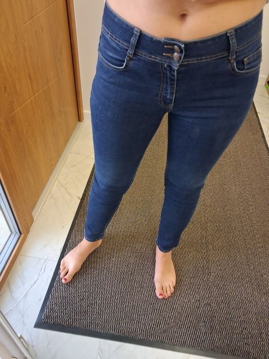 Świetne jeansy spodnie z wysokim stanem wyszczuplające elastyczne L 40