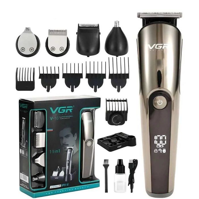 Акумуляторна машинка для стрижки 5в1, VGR V-107 / Тример для бороди