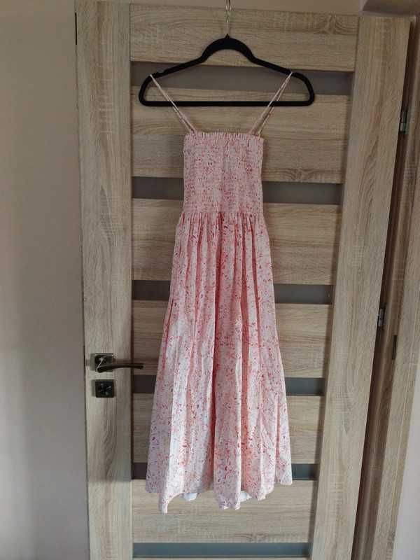 midi śliczna sukienka w kwiatuszki guma na biuście xs H&M