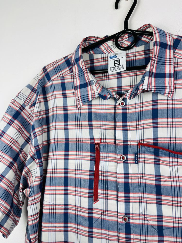 Biała koszula w kratę męska trekkingowa Salomon shirt rozmiar XL fit L
