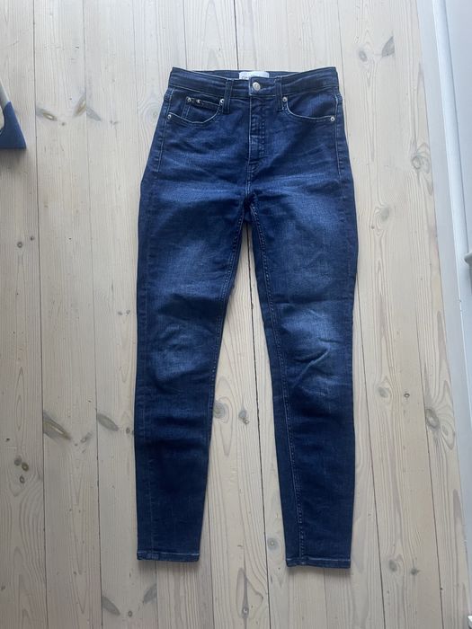 Calvin Klein nowe granatowe spodnie wysoki stan 34